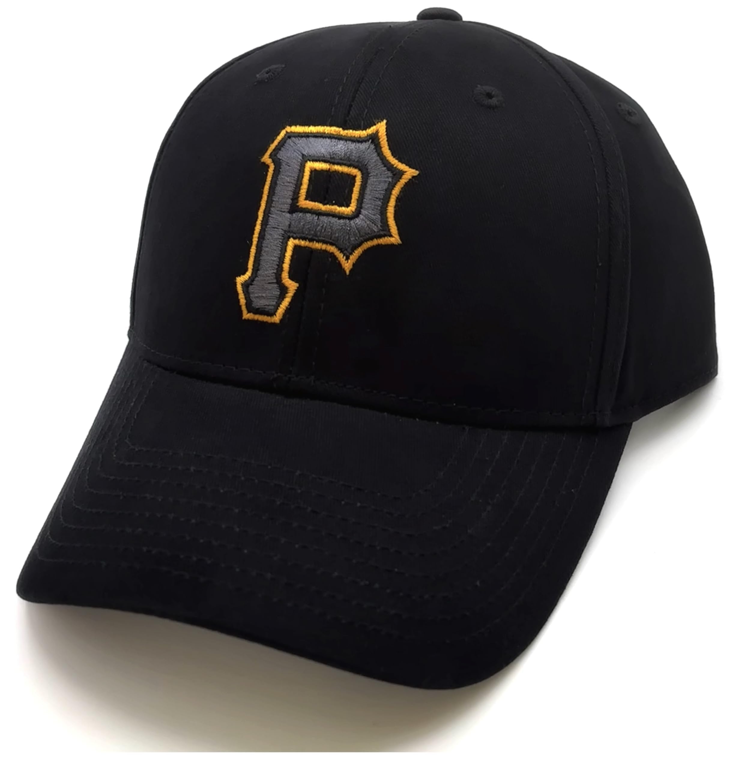 Officially Licensed Pittsburgh Baseball Classic Edition Hat Adjustable Embroidered Team Logo Structured MVP Black Cap