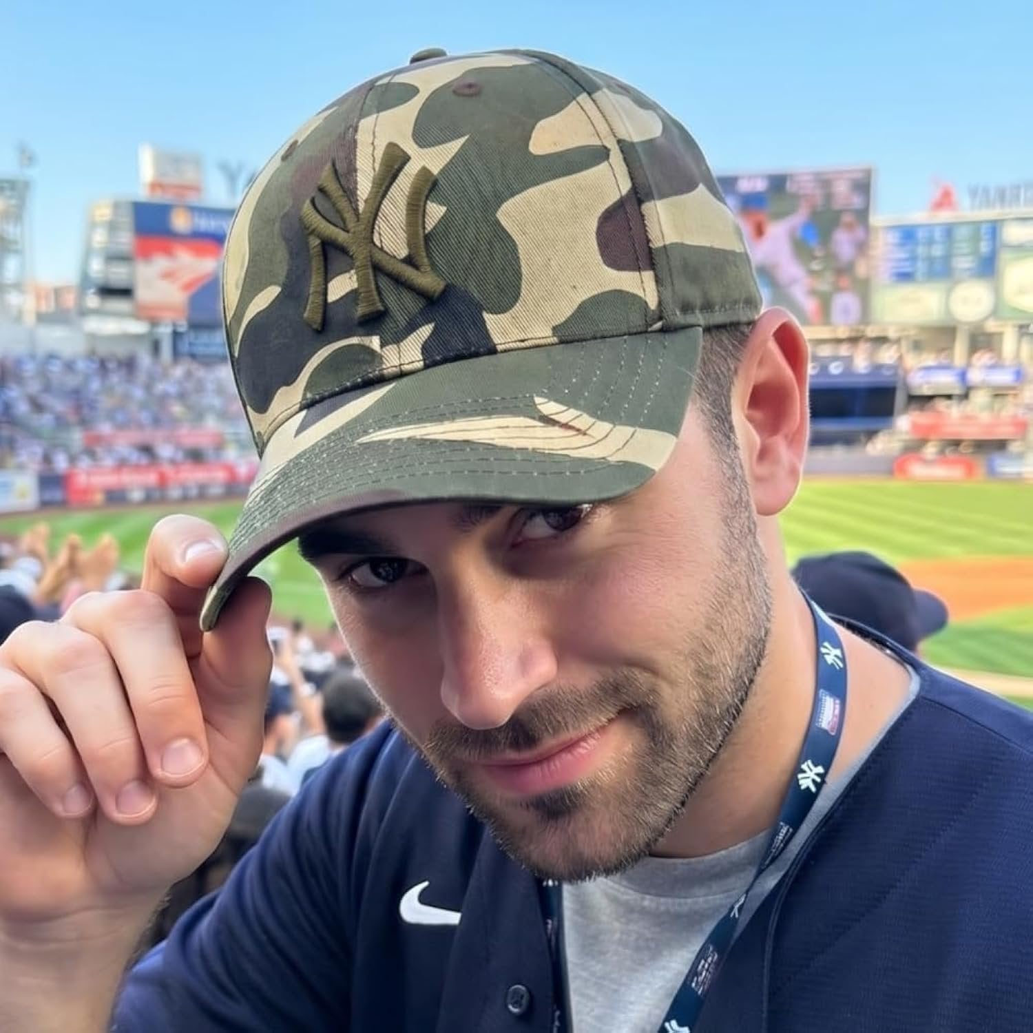 New York Yankees Camouflage MVP Hat with Olive Green NY Logo Adjustable Baseball Cap