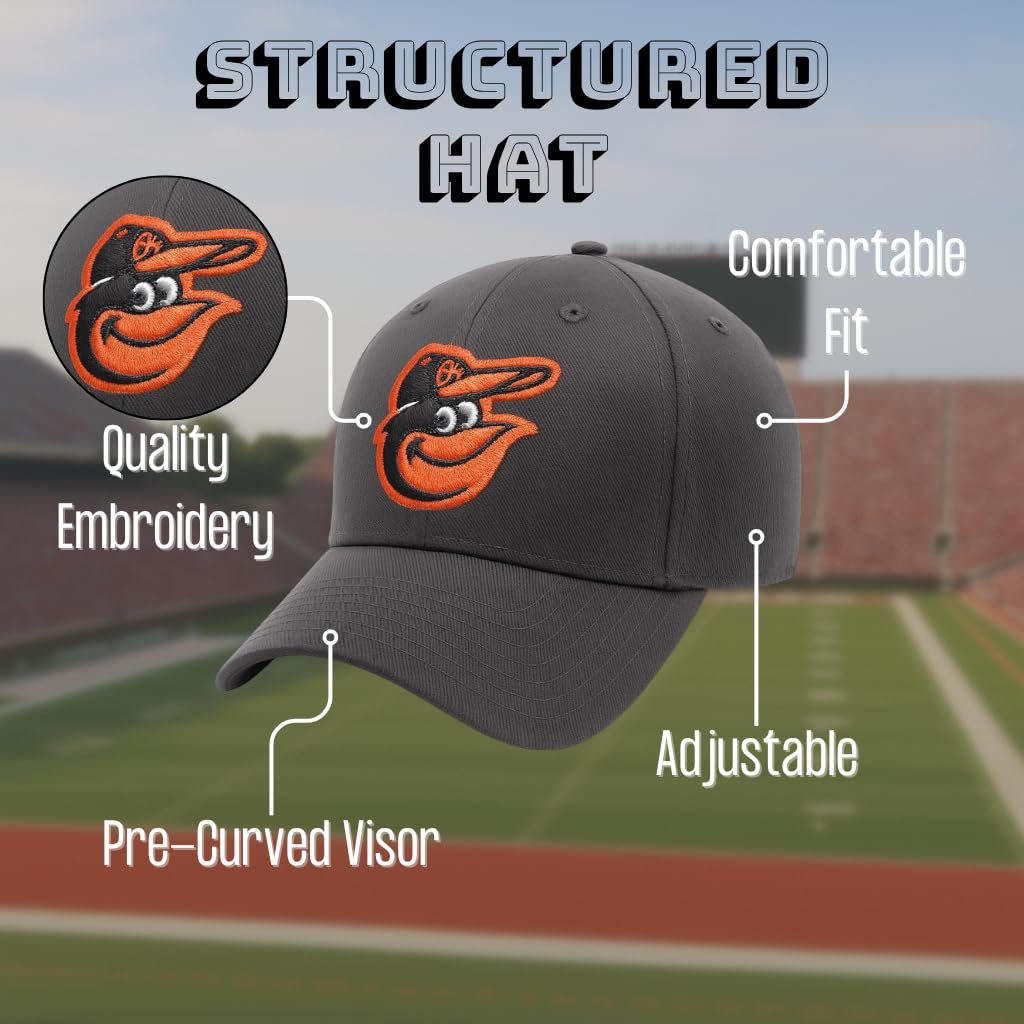 Officially Licensed Baltimore Orioles Boys Girls Charcoal Baseball Hat Adjustable Youth Sports Cap