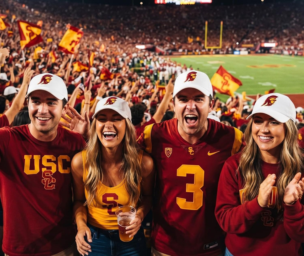 USC Trojans White MVP Hat Striking Red Logo Unisex Cap for Adults