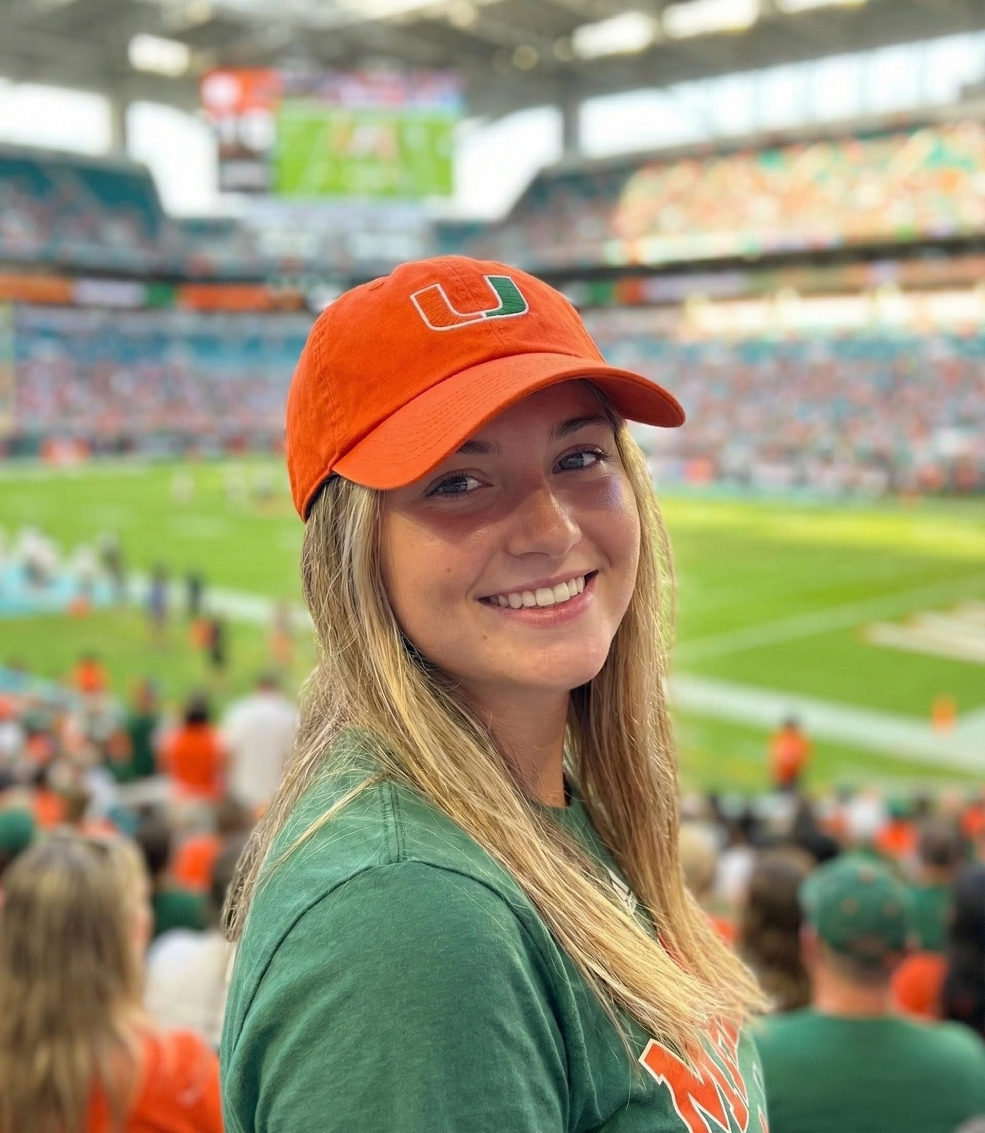 Officially Licensed University of Miami Hurricanes Orange Relaxed Fit Clean Up Hat Classic Embroidered Primary Home Team Logo Adjustable Baseball Sports Cap