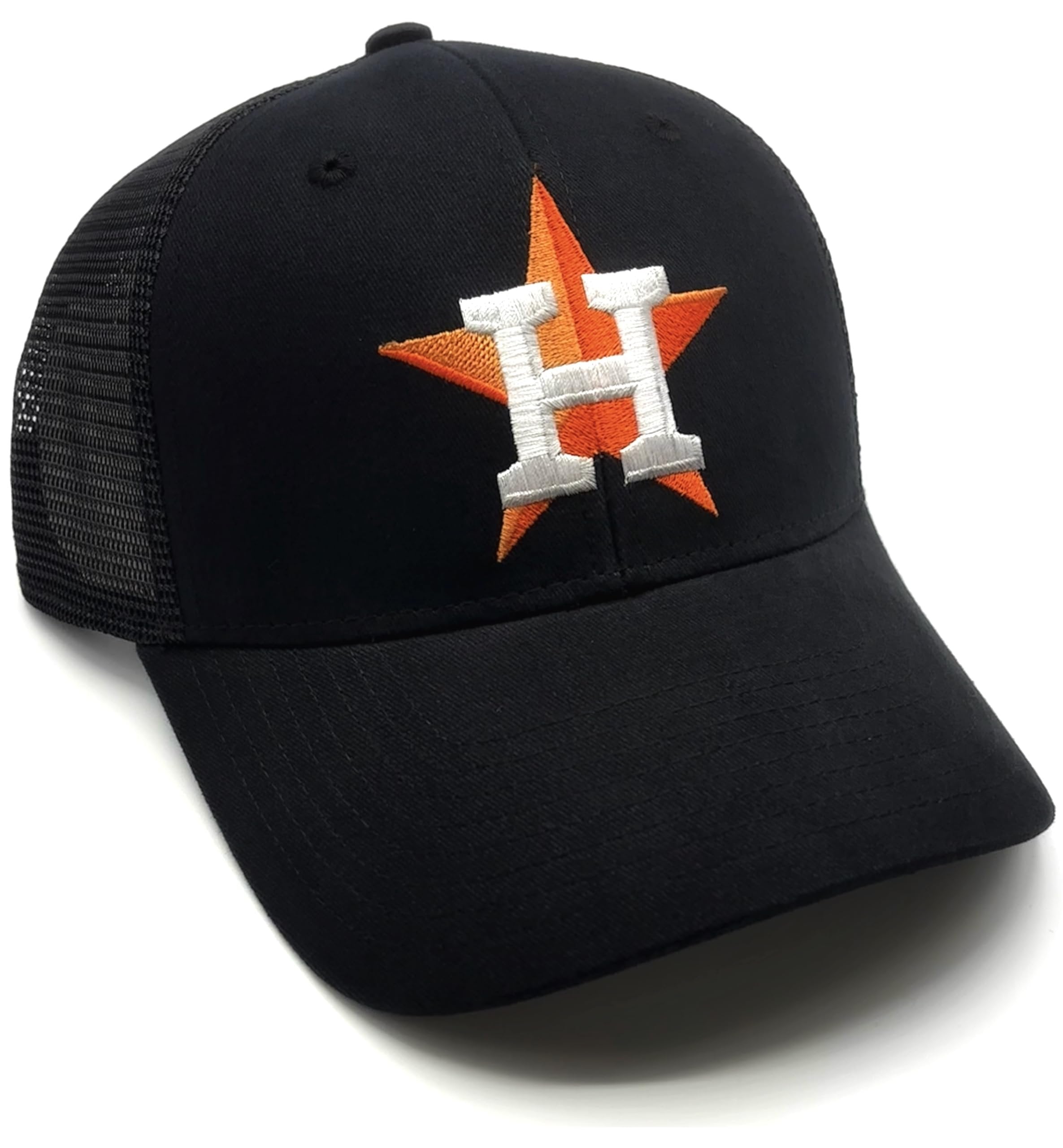 Officially Licensed Houston Black MVP Mesh Trucker Snapback Hat Classic Primary Home Team Embroidered Logo Adjustable Structured Sports Ball Cap