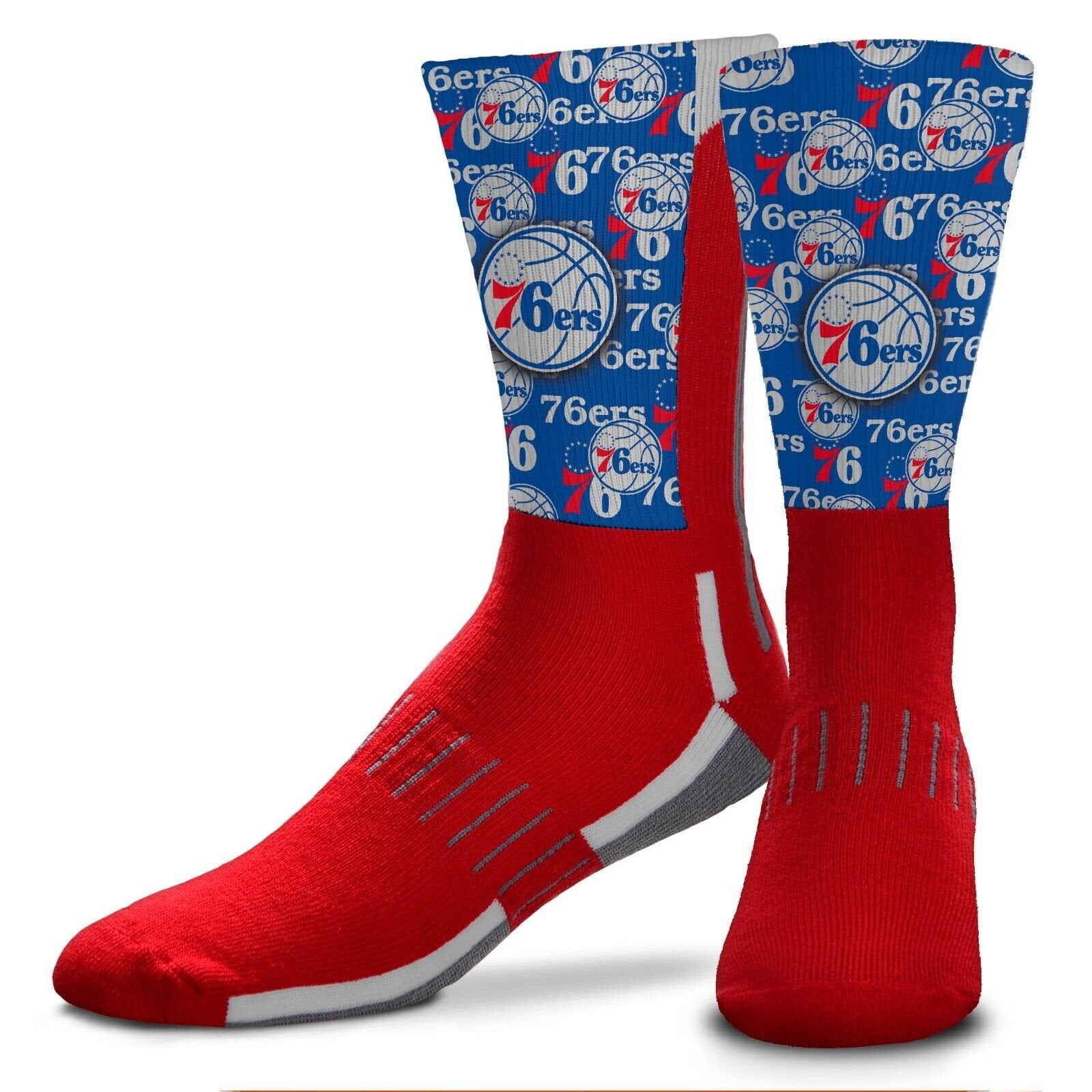 Philadelphia 76ers Montage Adult Large Crew Socks Authentic NBA Basketball Team Logo New