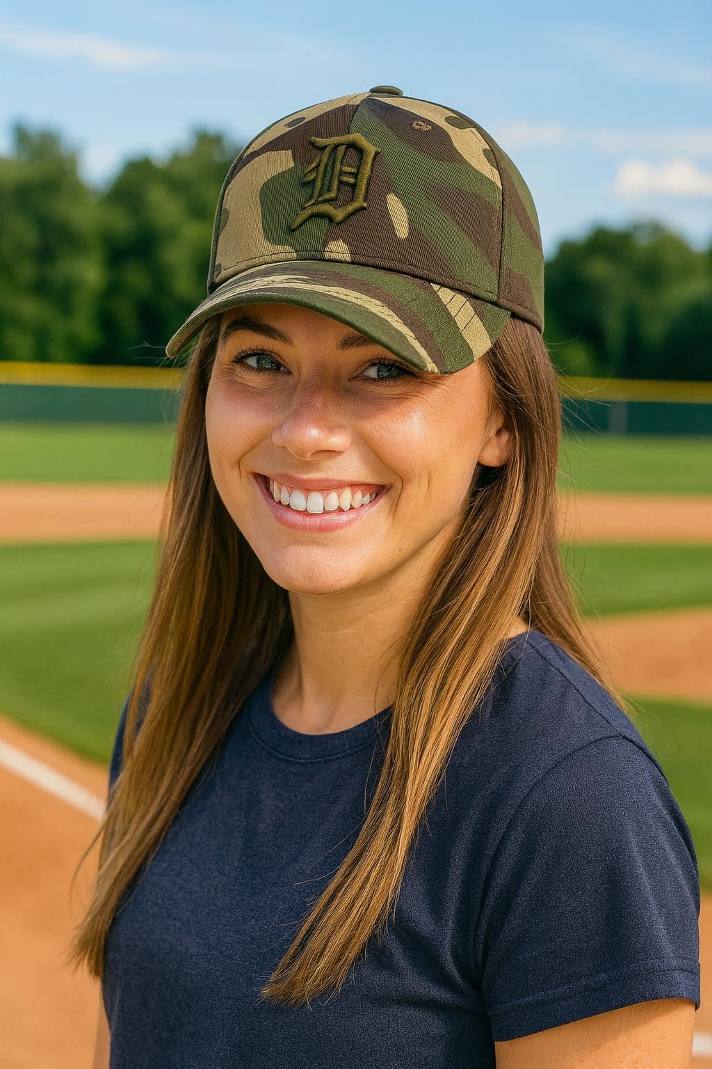 Officially Licensed Detroit Tigers Baseball Camouflage Hat Classic Orange Team Logo Adjustable MVP Structured Embroidered Cap