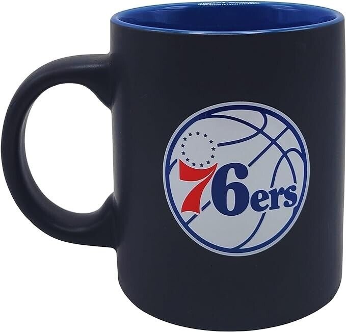 PHILADELPHIA 76ERS MATTE BLACK TWO TONE MUG MVP AUTHENTIC NBA BASKETBALL NEW