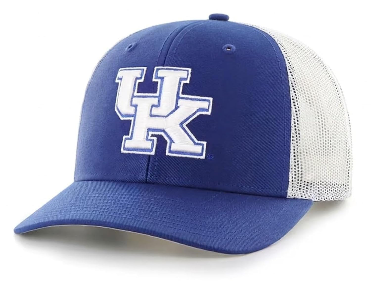 Officially Licensed University of Kentucky Wildcats Classic UK White/Blue Mesh Trucker Hat Adjustable Embroidered Cap