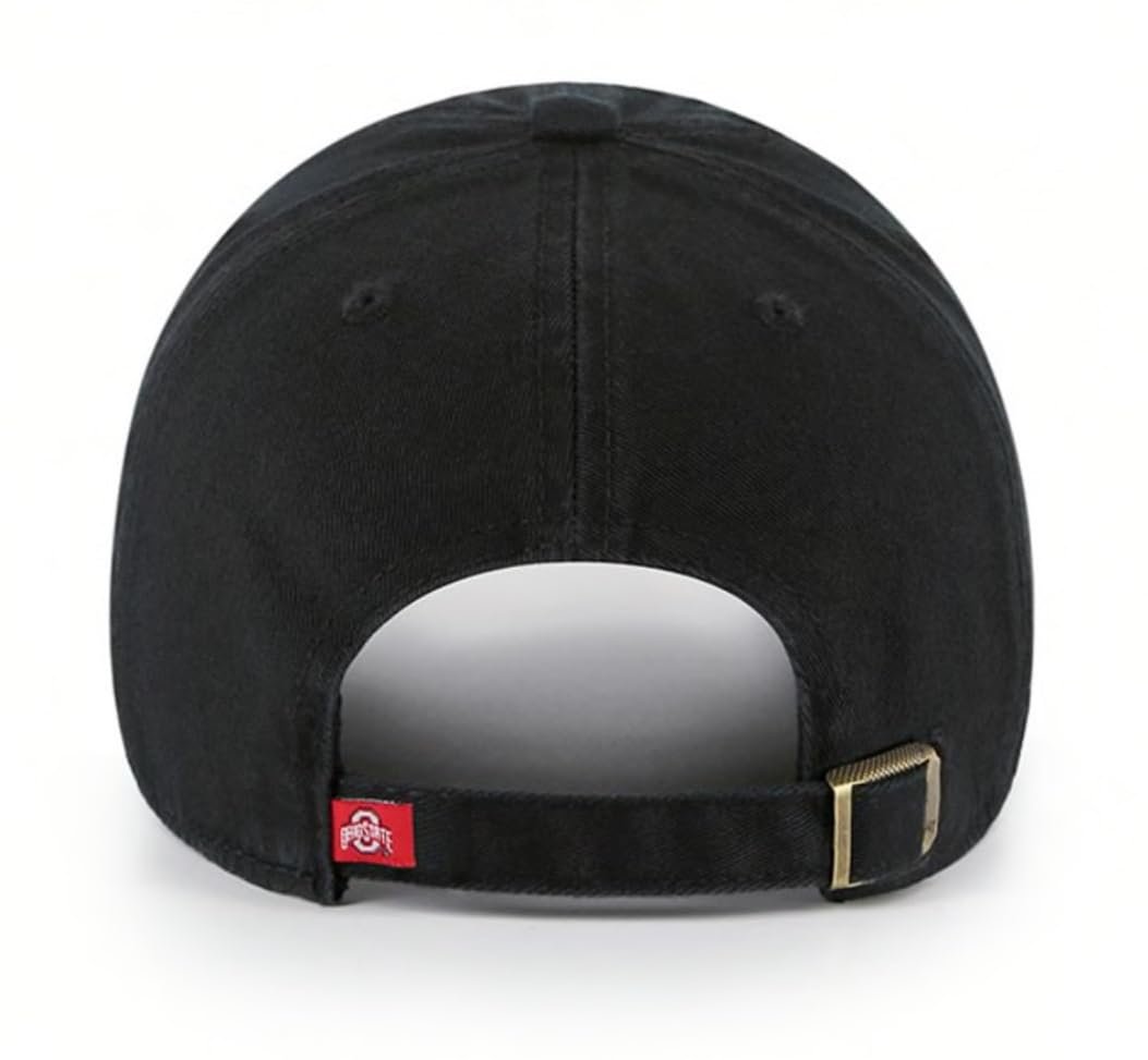 Officially Licensed Ohio State Black Clean Up Hat Adjustable Relaxed Fit Classic Team Logo Embroidered Cap