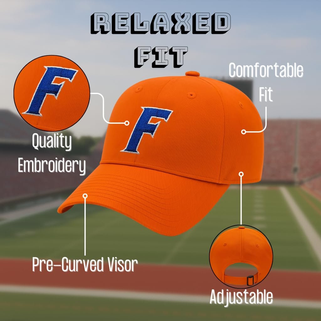 Officially Licensed University Florida Gators Hat Classic Relaxed Fit Adjustable Gators Blue/Orange Primary Team Logo Sports Baseball Cap