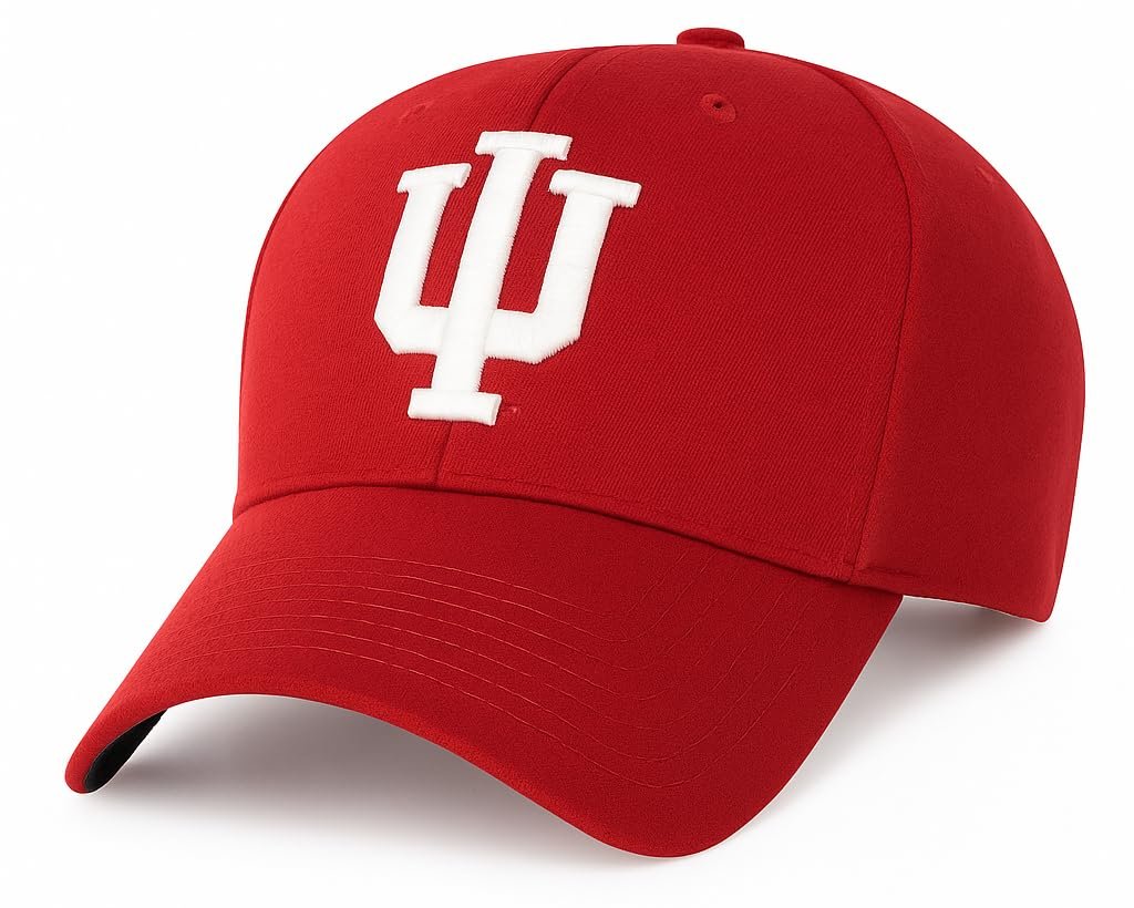 Officially Licensed University Indiana Hoosiers Relaxed Fit Clean Up Baseball Cap, Crimson Red with White Embroidered Logo, Unisex Adjustable Hat