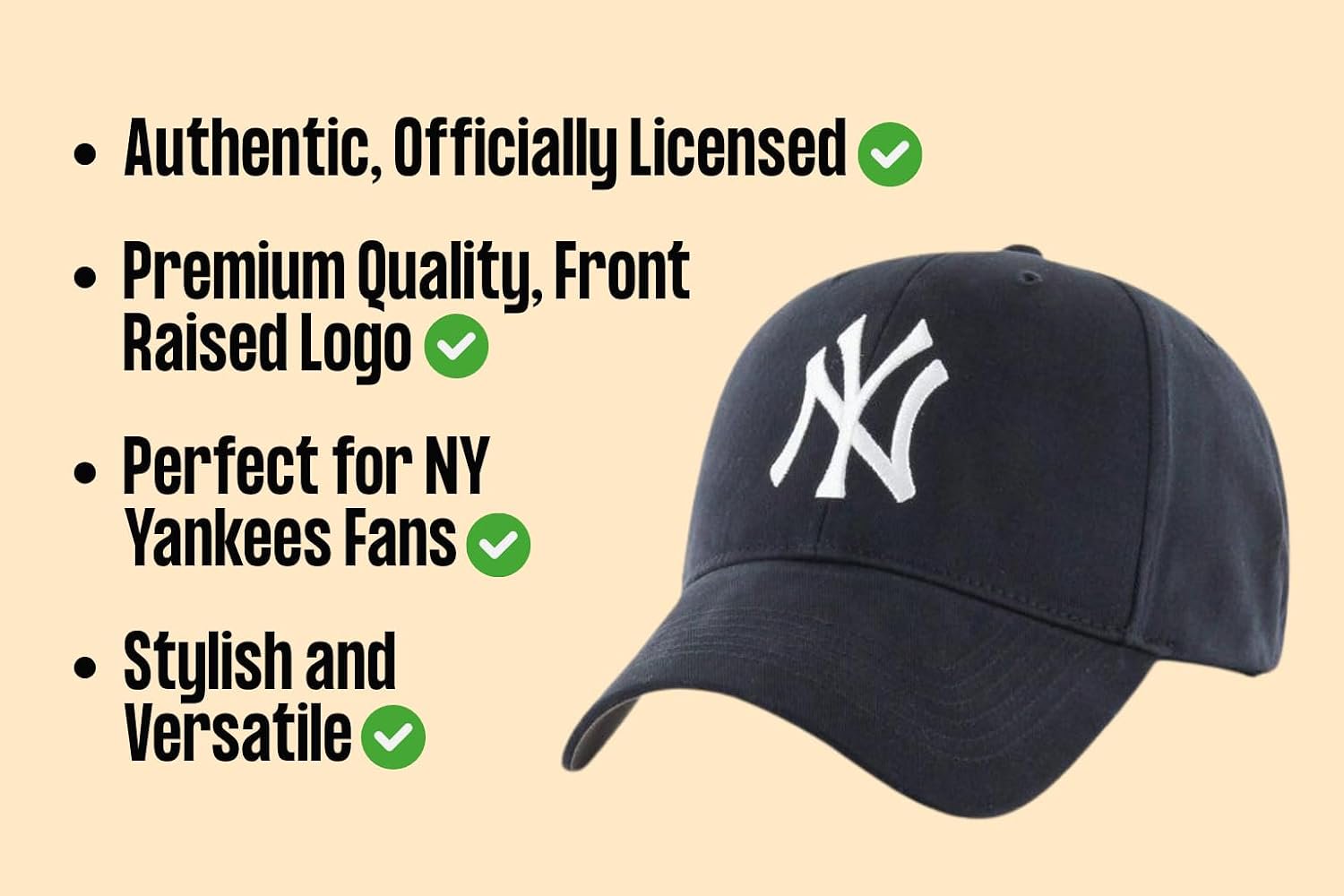 Officially Licensed New York Yankees Youth Boys Girls Navy Hat Classic MVP Adjustable NY Embroidered Logo Sports Cap