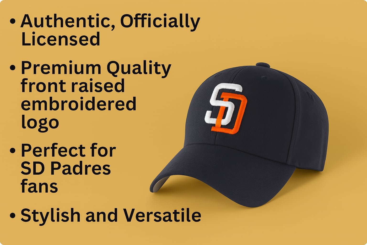 Officially Licensed San Diego Youth Boys Girls Navy Baseball Hat Classic Primary Team Logo Adjustable MVP Kids Blue Cap