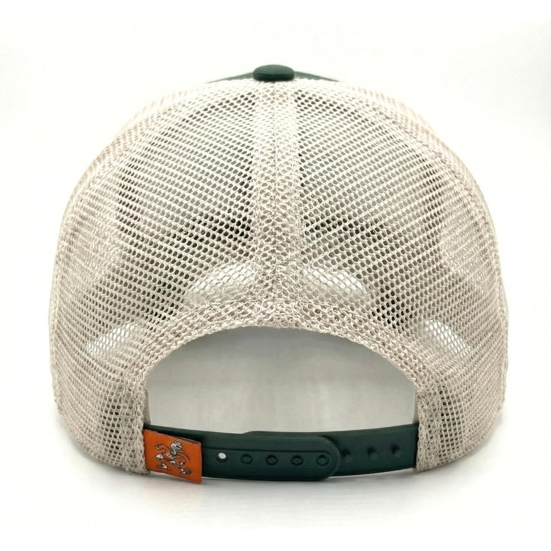 Officially Licensed University of Miami Hurricanes Hat Classic Relaxed Fit Hurricanes Team Logo Adjustable Mesh Trucker Snapback Baseball Sports Cap