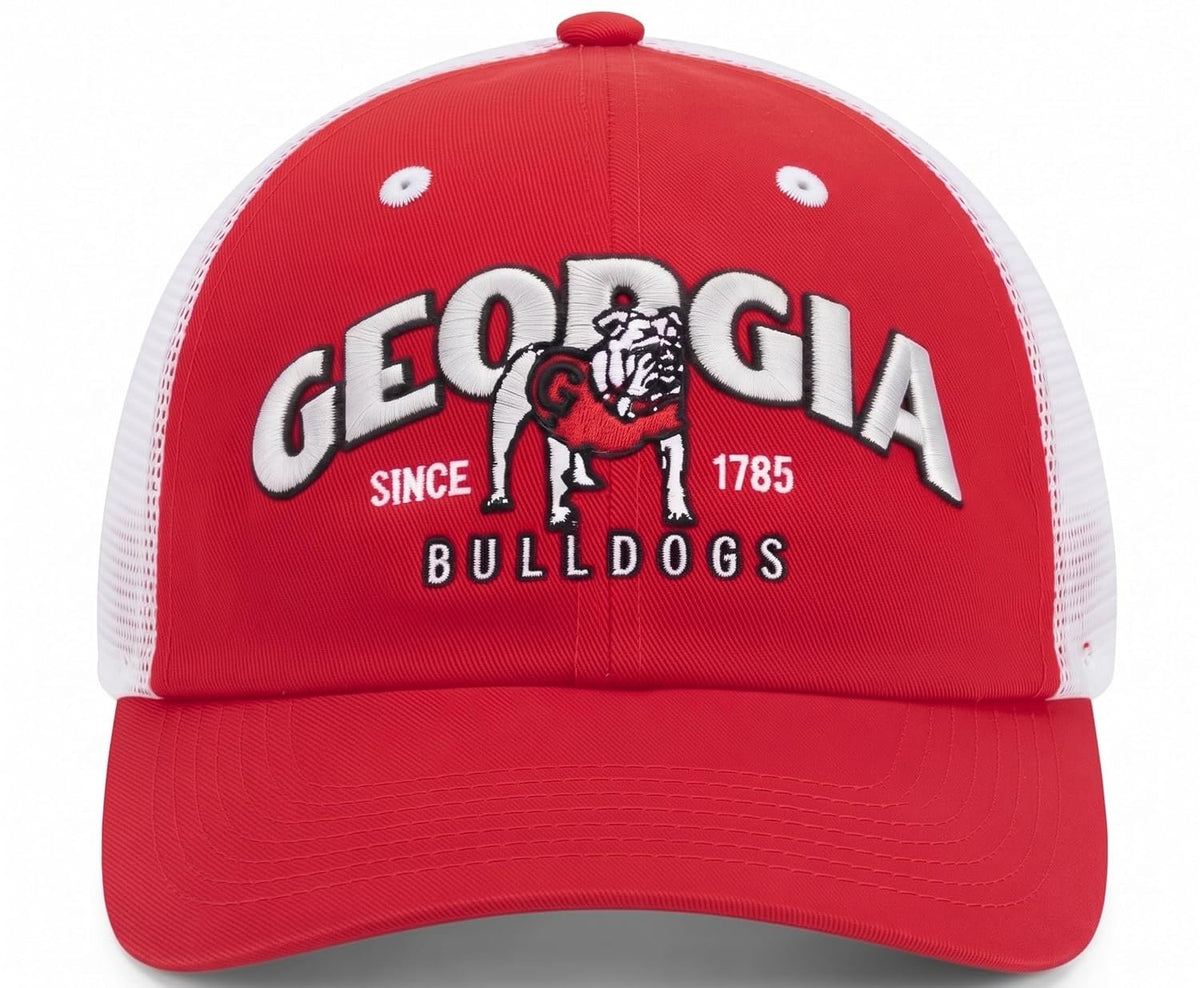 Georgia Bulldogs Two Tone Mesh Trucker Hat, Multicolor UGA Logo, Unisex Cap