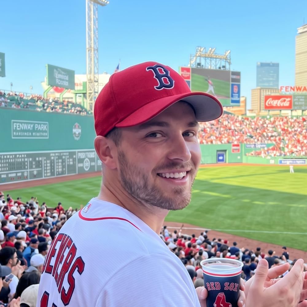 Officially Licensed Boston Red Sox Classic Red MVP Hat Embroidered Navy/White B Logo Adjustable Cap