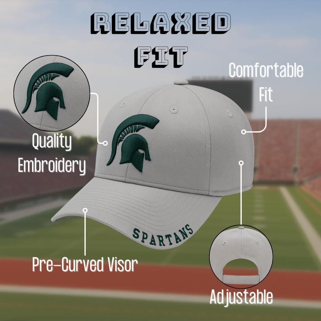 Officially Licensed Michigan State Spartans Baseball Hat Classic Edition Primary Team Logo Adjustable Spartans Relaxed Fit Sports Ball Cap
