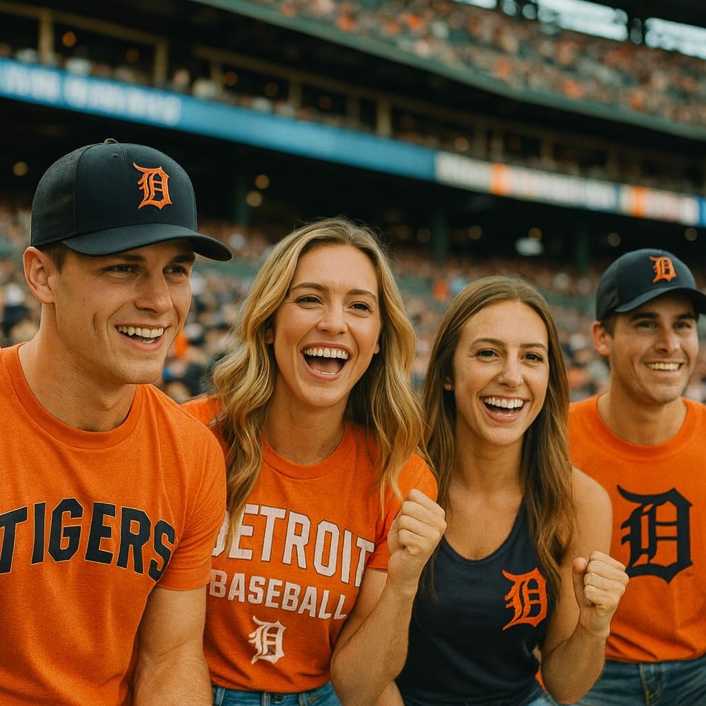 Officially Licensed Detroit Tigers Baseball Navy Blue/Orange Mesh Trucker Hat Classic MVP Tigers Primary Home Team Logo Adjustable Snapback Sports Ball Cap