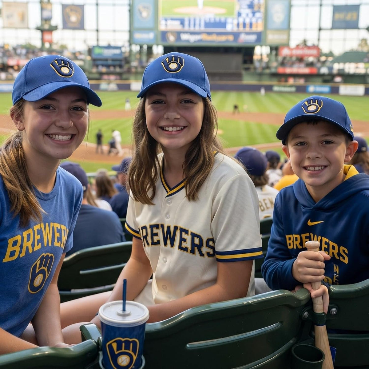 Milwaukee Brewers Blue MVP Hat Embroidered Baseball Cap for Boys & Girls