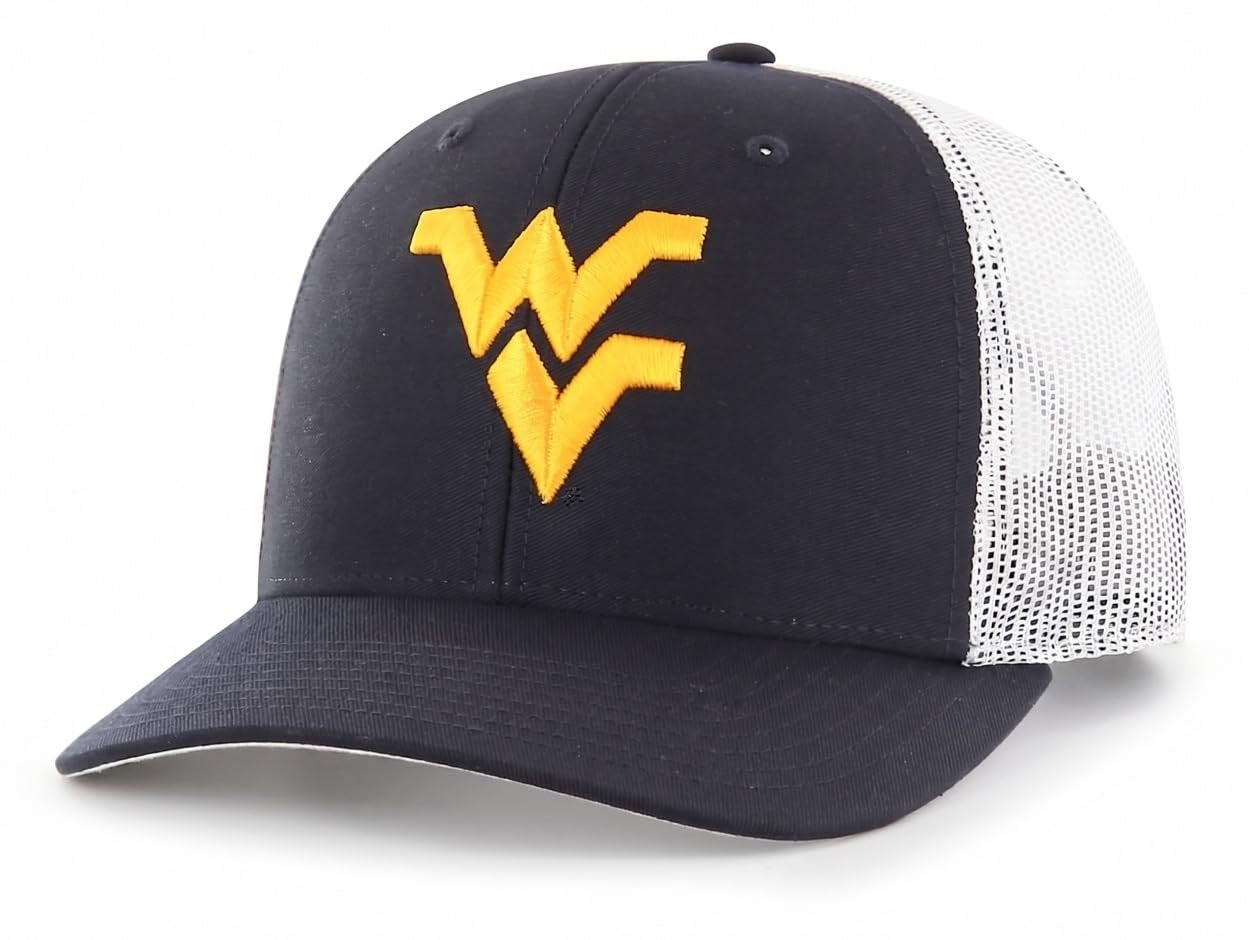 Officially Licensed West Virginia Classic Mesh Trucker Hat Navy Blue / White Adjustable MVP Primary University Team Logo Baseball Sports Cap
