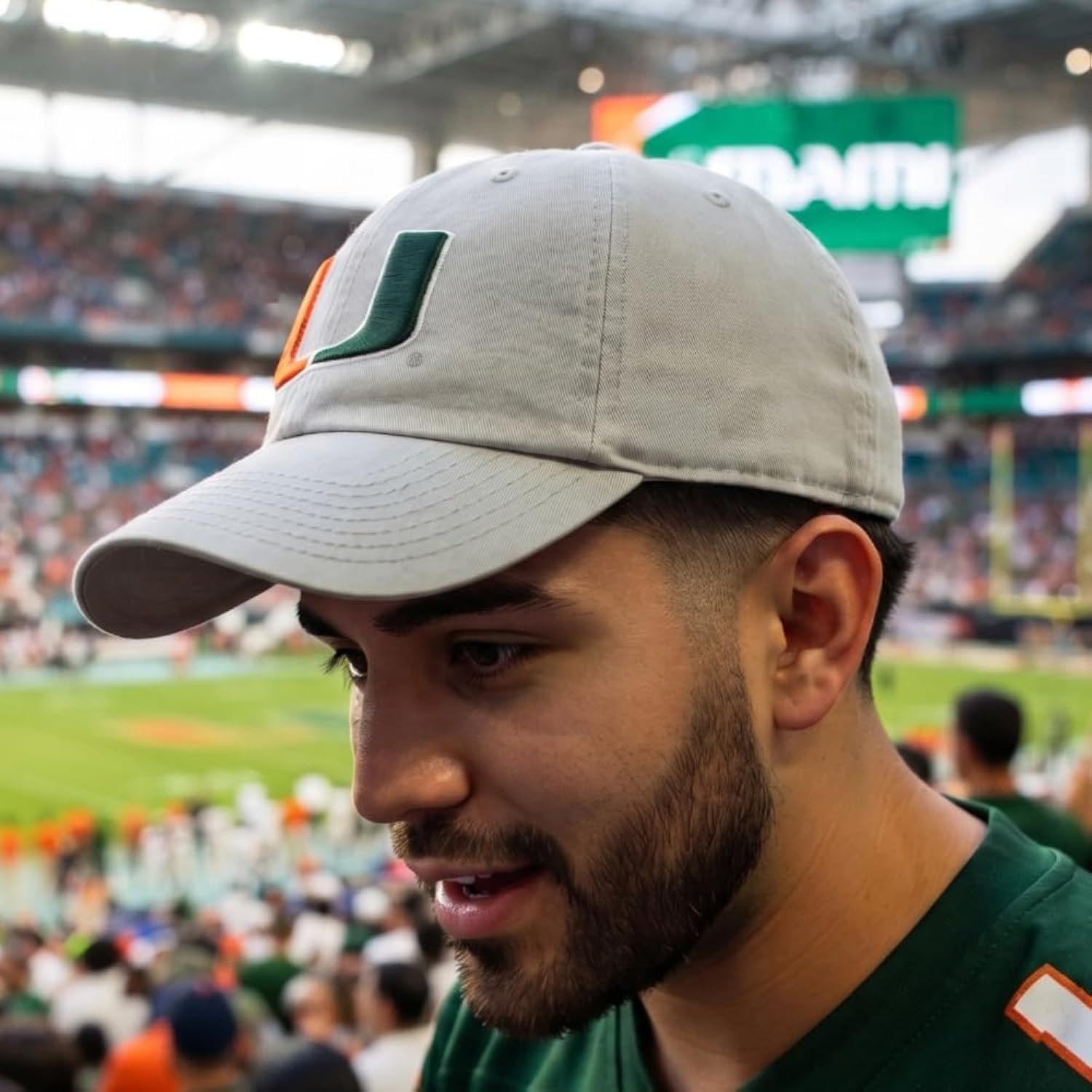 Officially Licensed University Of Miami Gray MVP Hat Classic Hurricanes Adjustable Structured Embroidered Sports Cap
