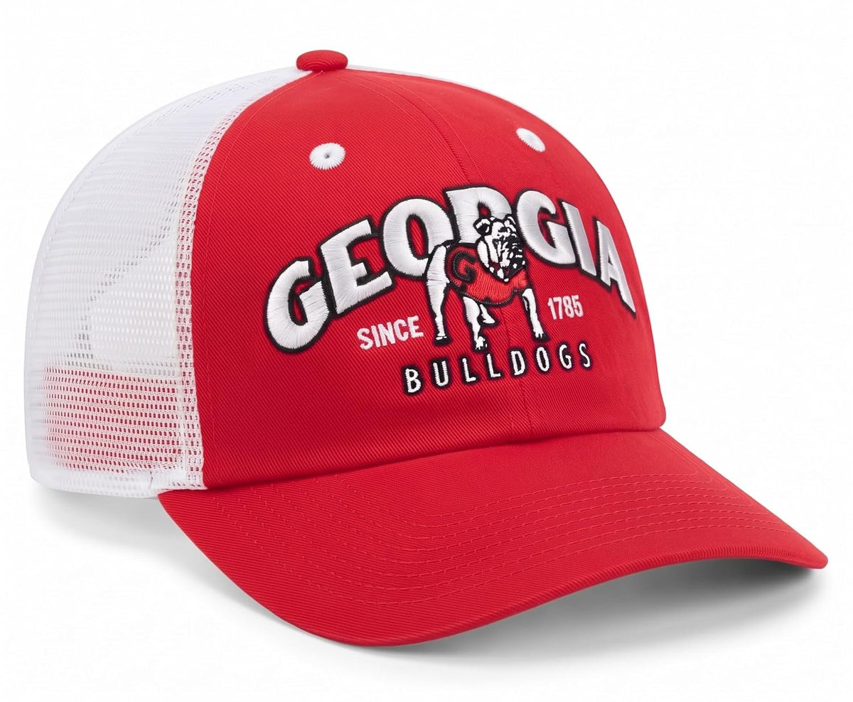 Georgia Bulldogs Two Tone Mesh Trucker Hat, Multicolor UGA Logo, Unisex Cap
