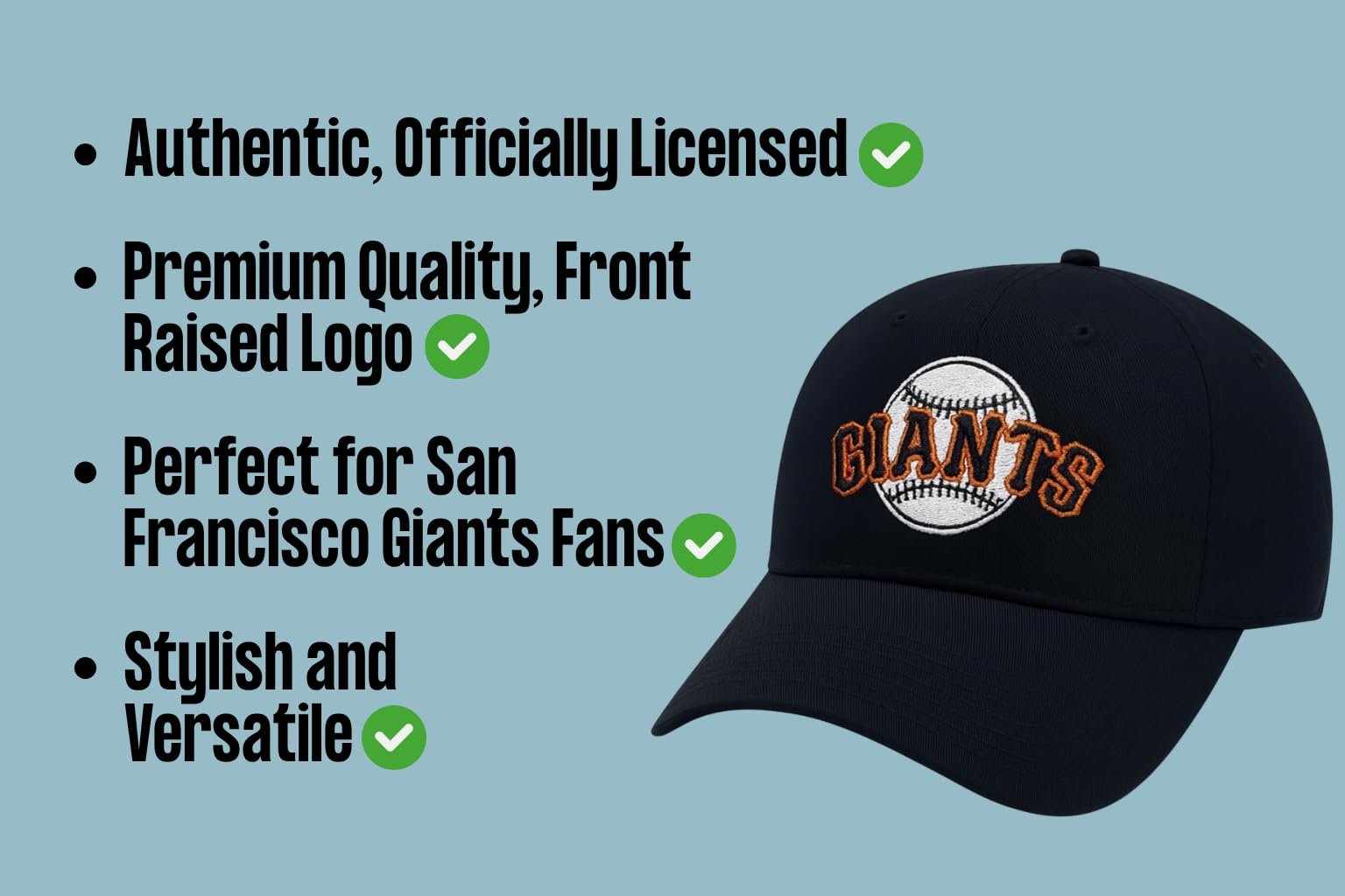 Officially Licensed San Francisco Giants Baseball Classic Edition Legacy MVP Hat Classic SF Primary Home Team Embroidered Logo Black/Orange Adjustable Structured Sports Ball Cap