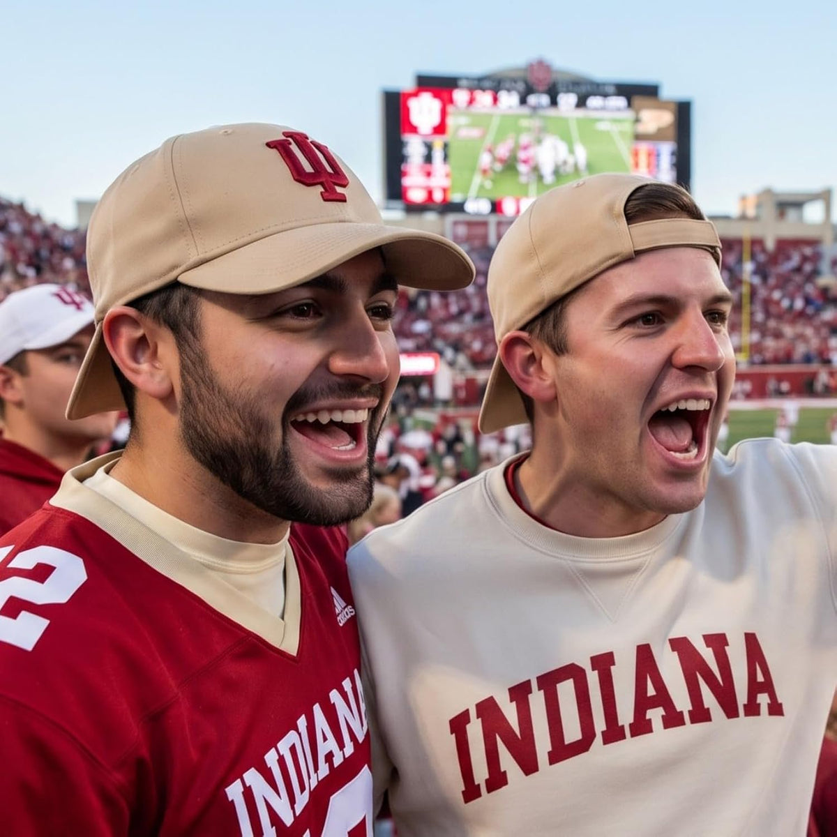 Indiana University Hoosiers Khaki MVP Hat with Distintive Crimson 'IU' Logo