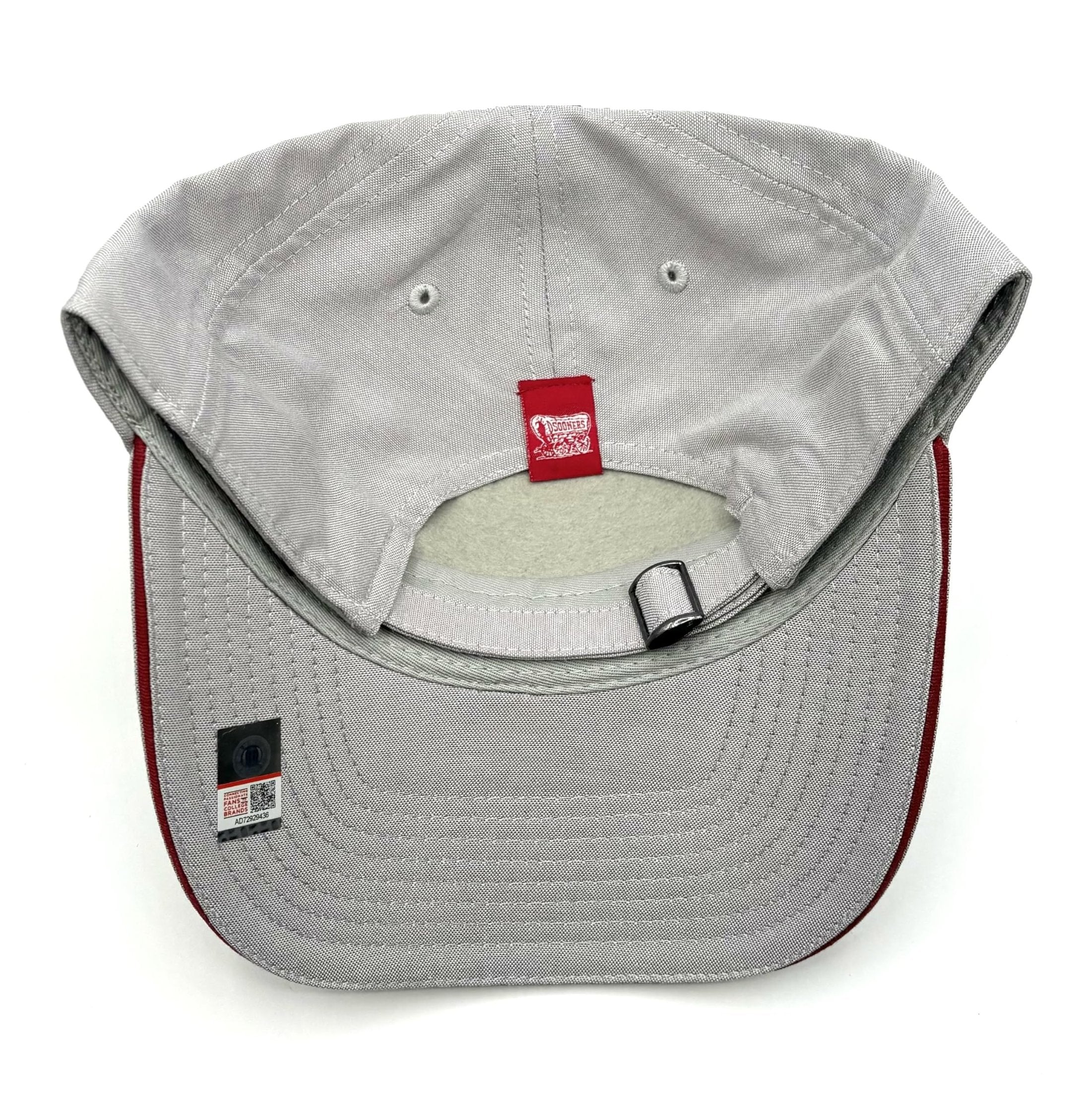 Officially Licensed Oklahoma Sooners University Hat Grey Relaxed Fit Adjustable Embroidered Team Logo Cap