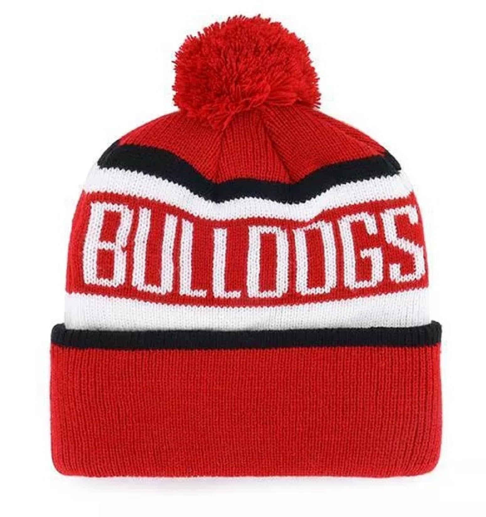 Officially Licensed Georgia Bulldogs Cuffed Knit Pom Beanie Hat Classic Edition Bulldogs Embroidered Team Logo Winter Cap Multicolor