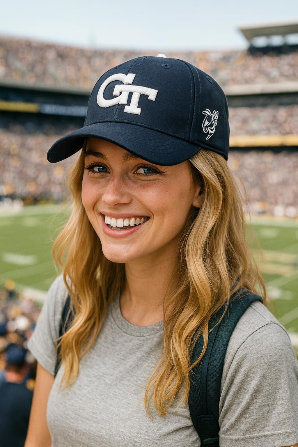 Officially Licensed Georgia Yellow Jackets Navy Blue/White MVP Hat Classic Edition Primary Team Logo Adjustable Embroidered Baseball Sports Ball Cap