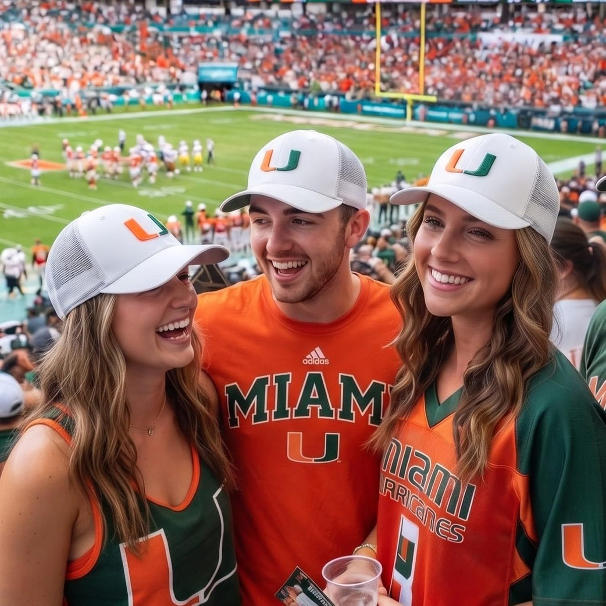 University of Miami White Mesh Trucker Hat Iconic UM Embroidery Cap