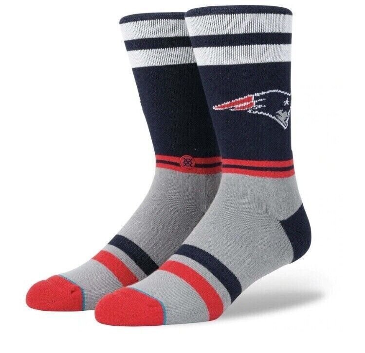New England Patriots Large Crew Socks Authentic NFL Football Team Logo New