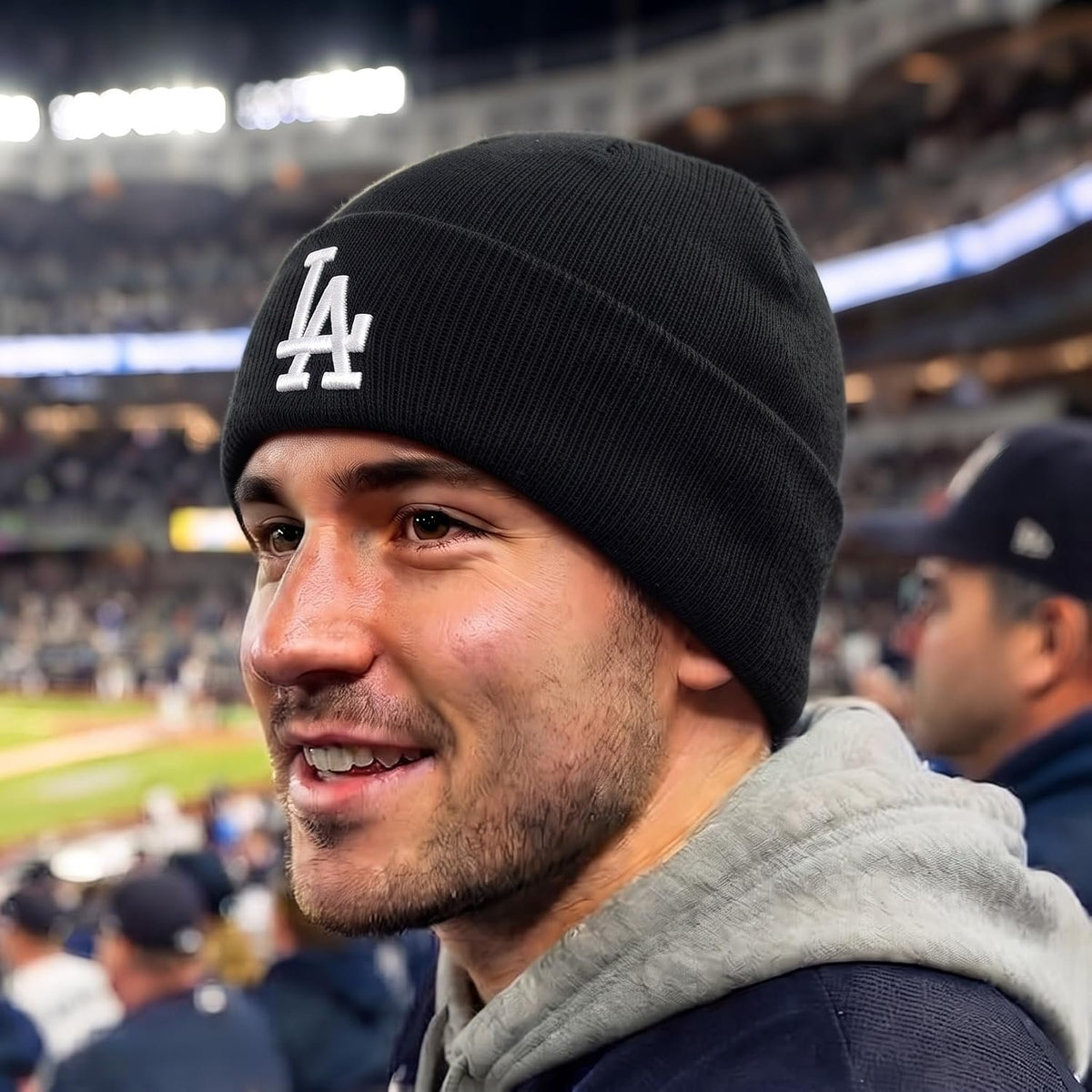 Los Angeles Dodgers Black Cuff Beanie with Iconic White LA Logo Embroidery