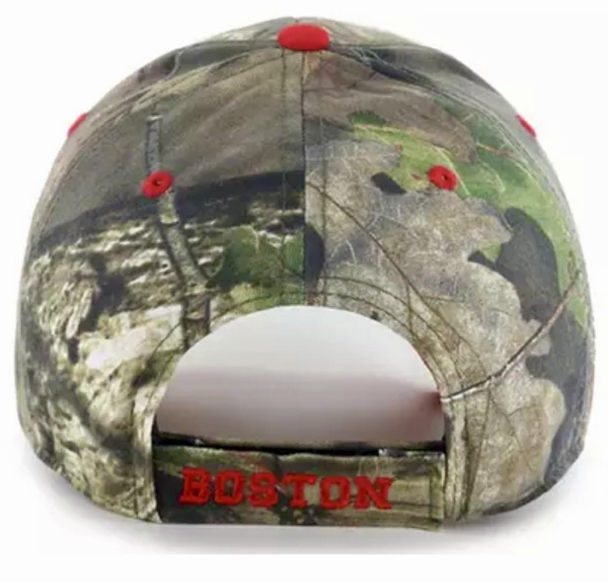 Officially Licensed Boston Red Sox Baseball Camouflage Hat Classic Red/White Team Logo Adjustable MVP Structured Embroidered Cap