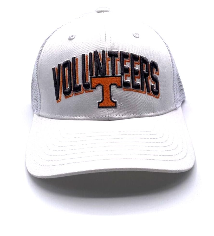 Tennessee University Hat Classic Vols Adjustable Mesh Trucker Embroidered Solid Cap (White)