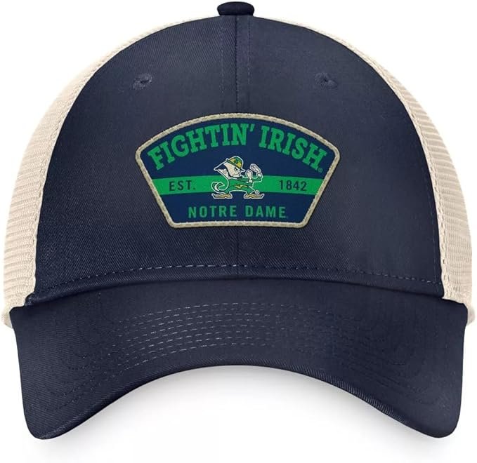 Officially Licensed Notre Dame Classic Relaxed Fit Hat Adjustable Irish Team Logo Embroidered Two-Tone Cap