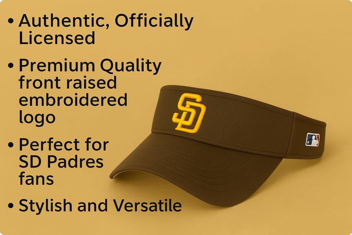 Officially Licensed San Diego Baseball Team Visor Hat MVP Adjustable Classic Embroidered Logo Cap Brown