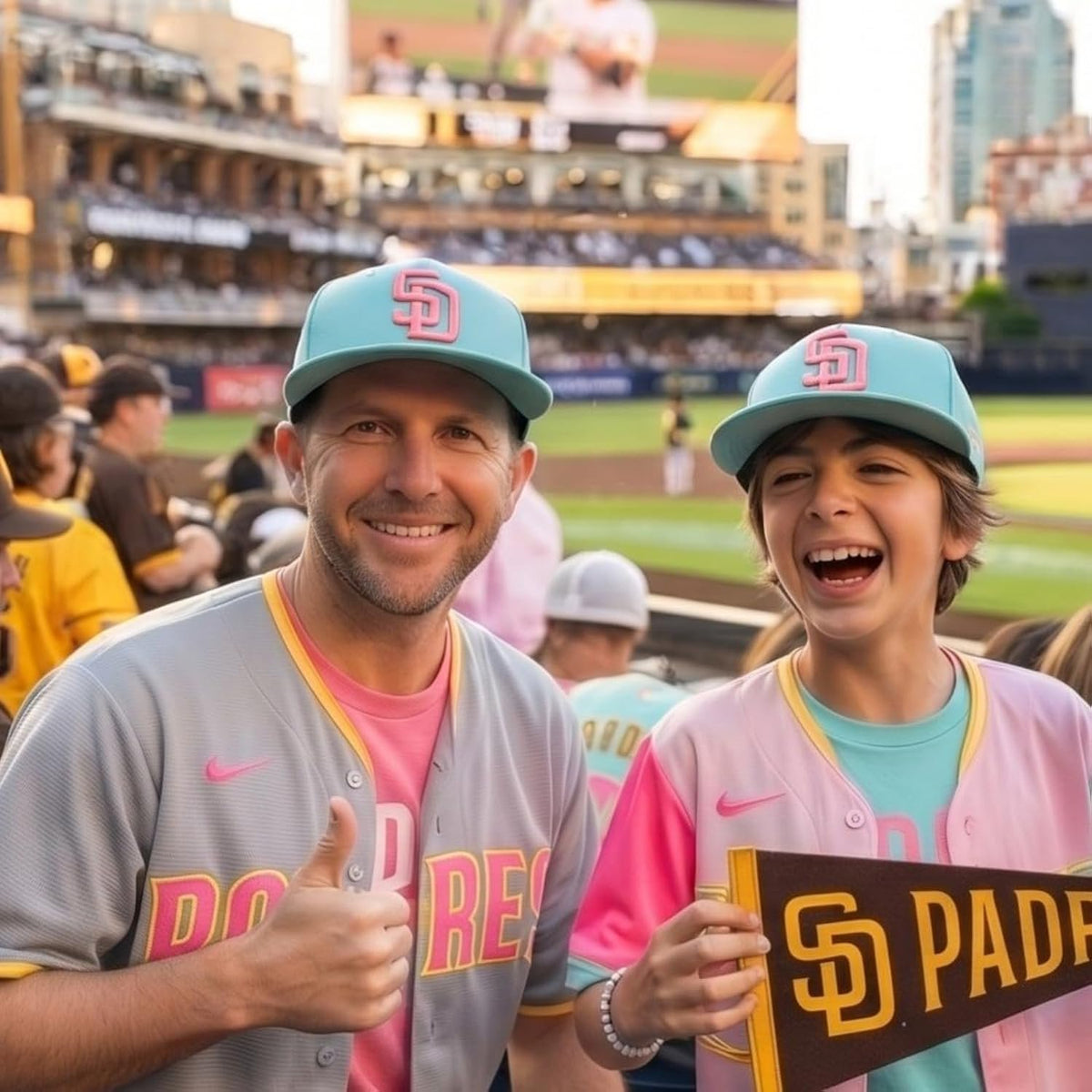 San Diego Padres City Connect Youth Hat Teal & Pink SD Logo for Boys and Girls