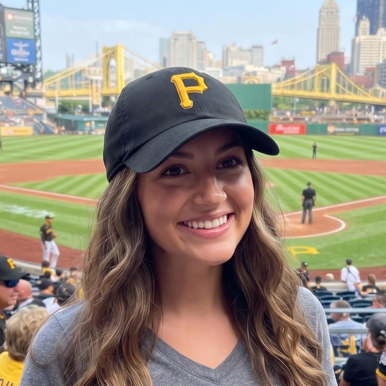 Officially Licensed Pittsburgh Pirates Black MPV Hat Iconic Yellow P logo Embroidery Structured Adjustable Sports Cap