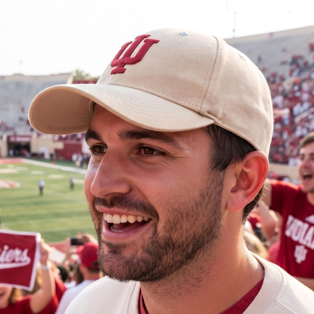 Indiana University Hoosiers Khaki MVP Hat with Distintive Crimson 'IU' Logo