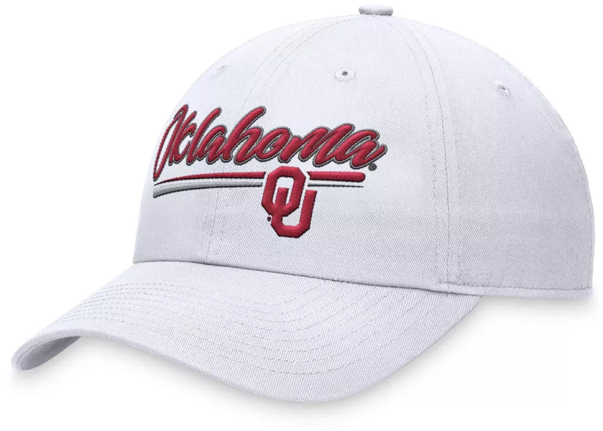 Officially Licensed Oklahoma University White Hat Classic Relaxed Fit Adjustable Embroidered Team Logo Cap Multicolor