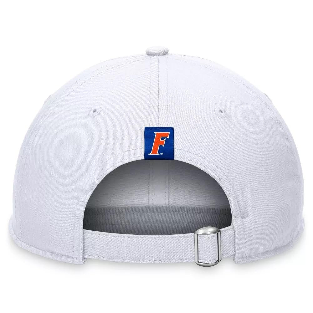 Officially Licensed University Florida Hat Classic Relaxed Fit White/Blue Embroidered Gators Team Logo Cap