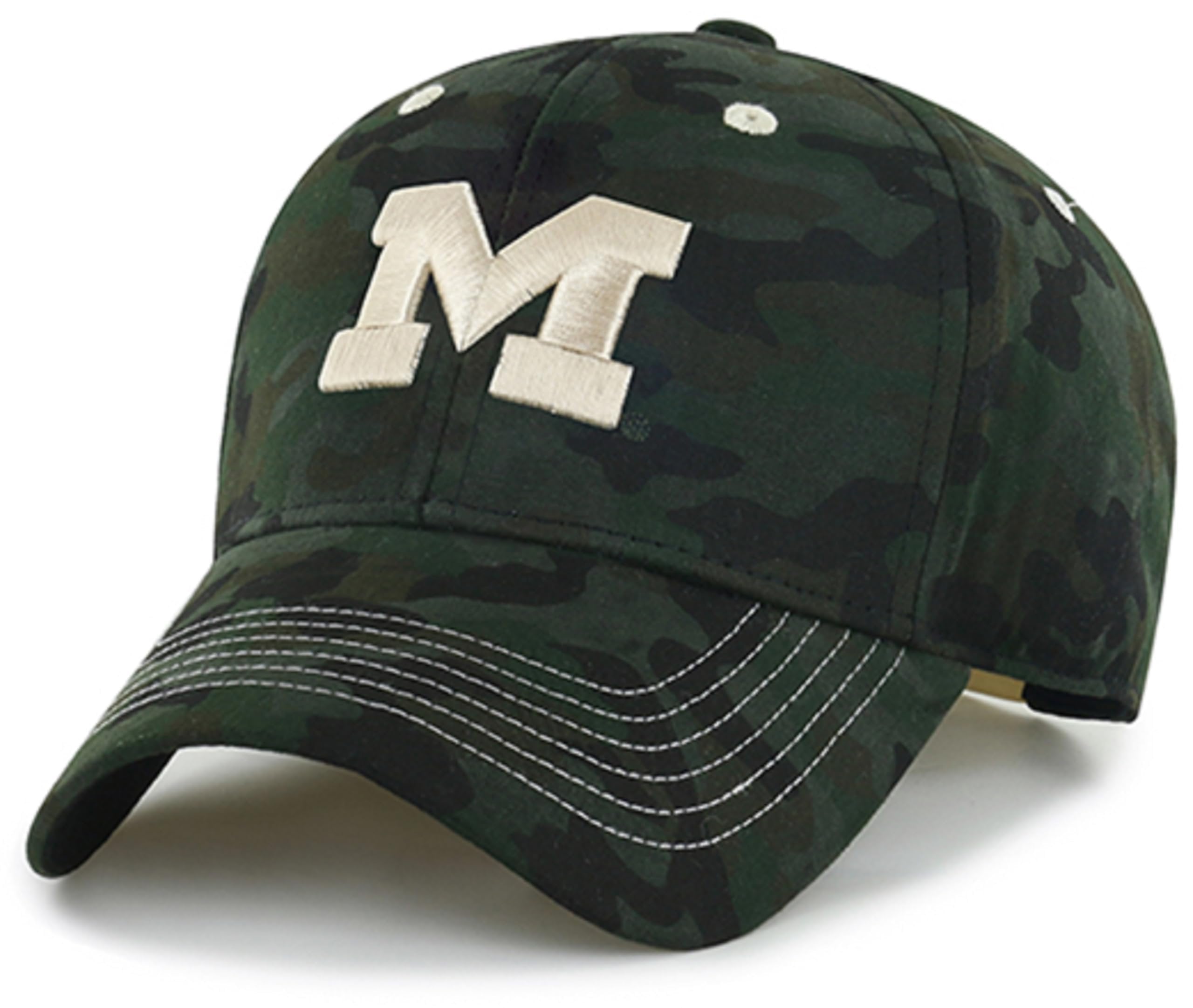 Michigan Wolverines University Camo Primary Team Logo Hat Classic Embroidered Adjustable MVP Snapback Sports Cap Multicolor