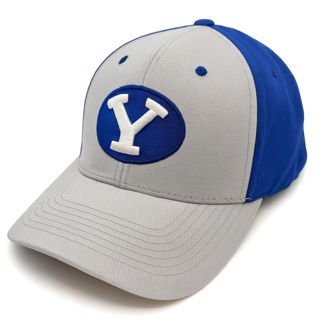Officially Licensed BYU Cougars Classic Edition Blue/Gray MVP Hat Adjustable Primary Home Team Logo Structured Two-Tone Snapback Sports Ball Cap