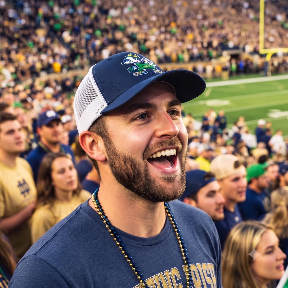 Officially Licensed Notre Dame Navy/White Mesh Trucker Hat MVP Adjustable Embroidered Logo Structured Sports Cap