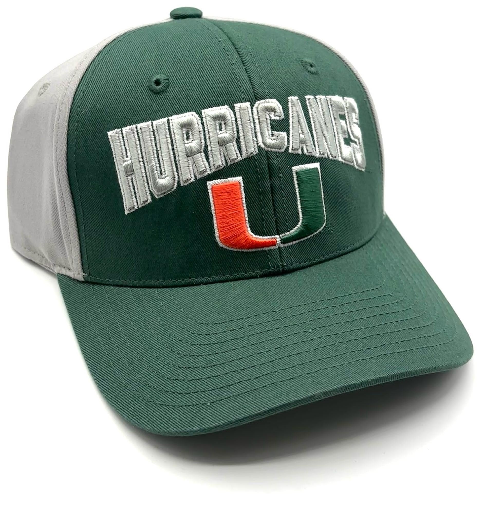 Officially Licensed University of Miami Hurricanes Classic Two Tone MVP Hat Adjustable Hurricanes Logo Structured Cap