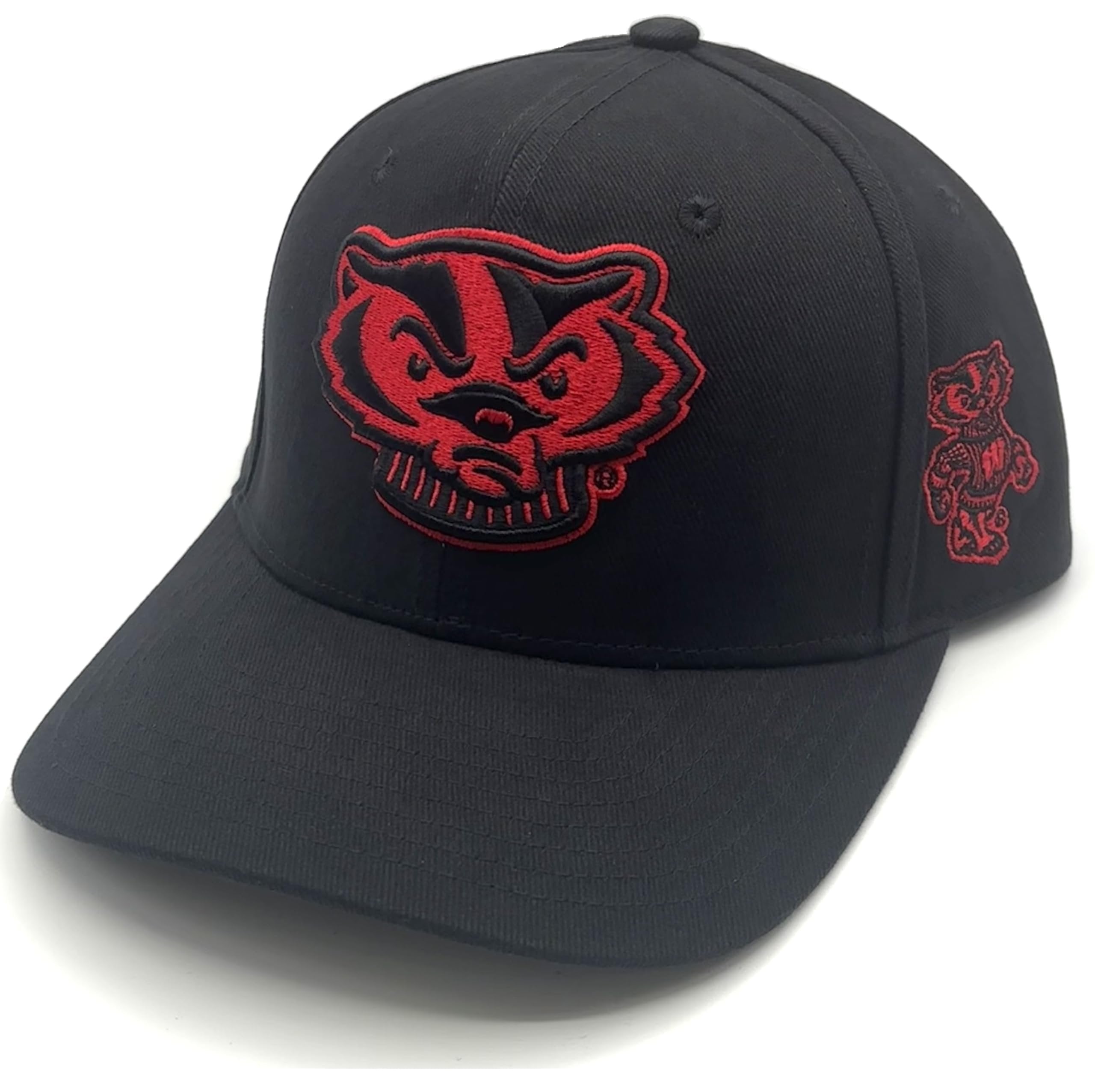 Officially Licensed University Wisconsin MVP Hat Classic Black/Red Badgers Embroidered Mascot Team Logo Structured Snapback Sports Cap