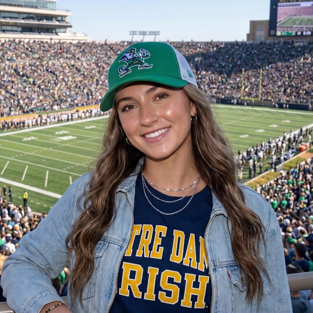 Officially Licensed Notre Dame Fighting Irish Classic Green/White Mesh Trucker Adjustable Hat