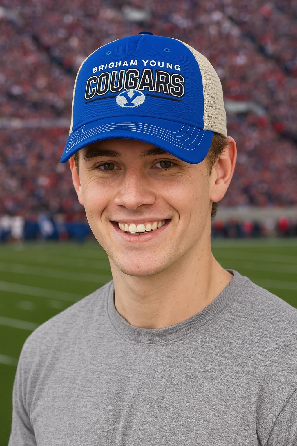 Officially Licensed BYU Hat Classic Mesh Trucker Adjustable Relaxed Fit Embroidered Team Logo Slouch Cap