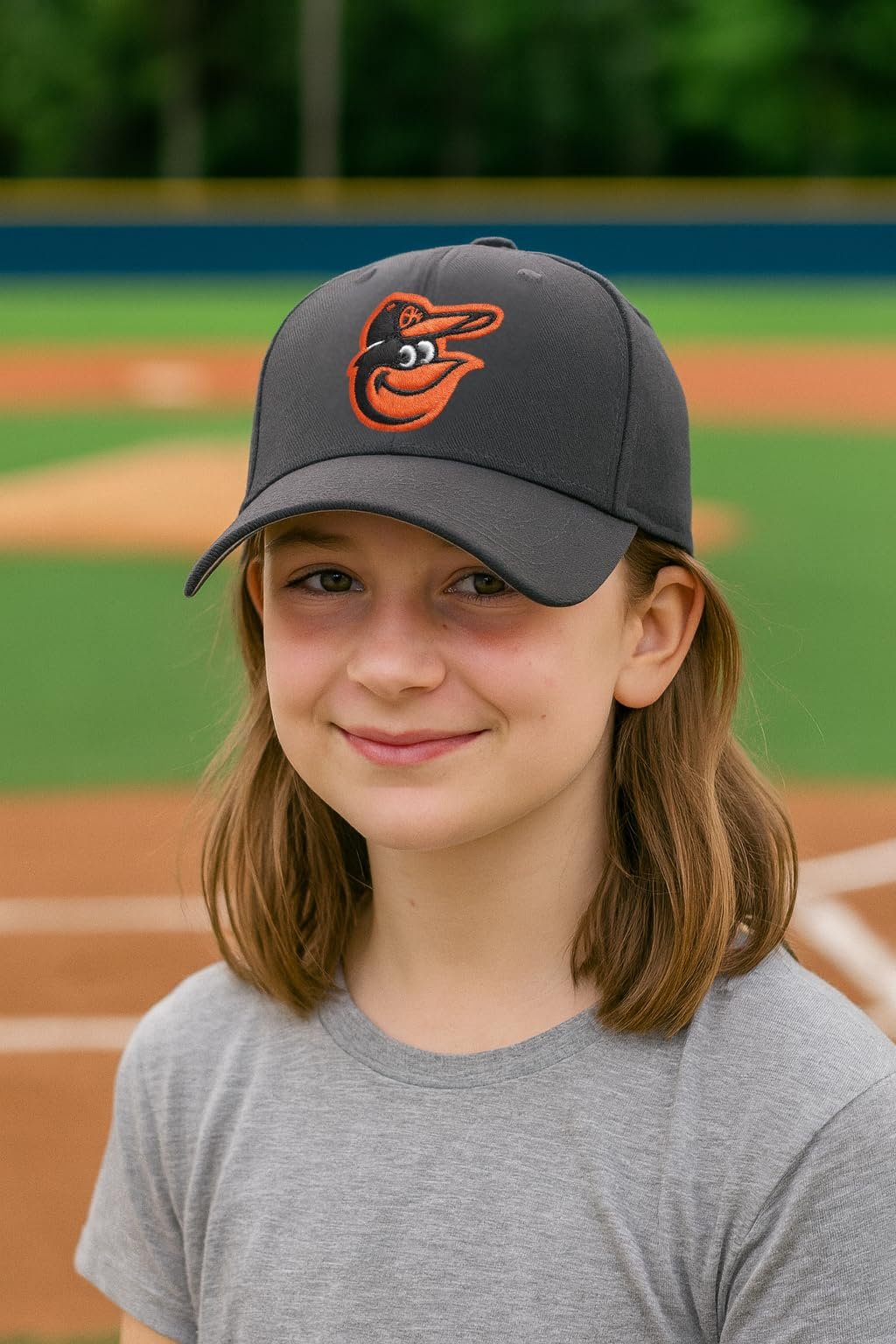 Officially Licensed Baltimore Orioles Boys Girls Charcoal Baseball Hat Adjustable Youth Sports Cap