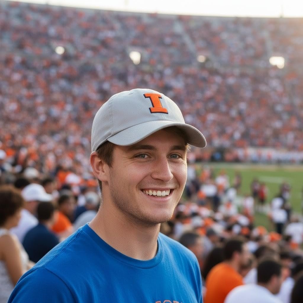 Officially Licensed University Illinois Illini Clean Up Hat Classic Primary Team Logo Adjustable Relaxed Fit Embroidered Baseball Sports Ball Cap